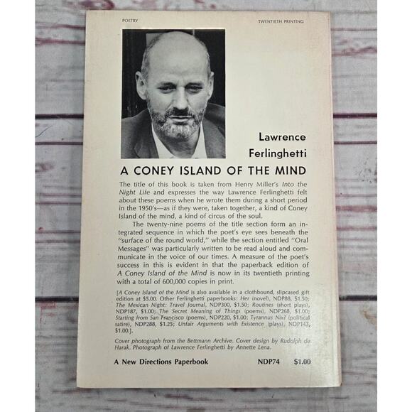 Vintage A Coney Island of the Mind Lawrence Ferlinghetti Poetry Book 1958 Softco - Picture 2 of 8